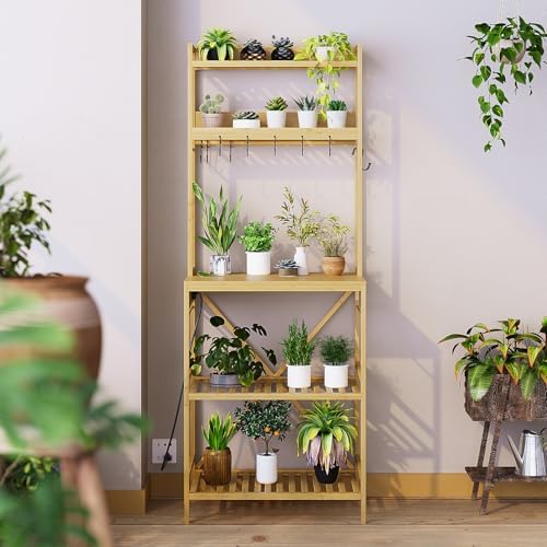 Trironsun Bamboo 5-Tier Bakers Rack, Microwave Stand (Nature)