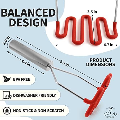 Zulay Kitchen Non-Scratch Potato Masher – Heavy-Duty Stainless Steel &
