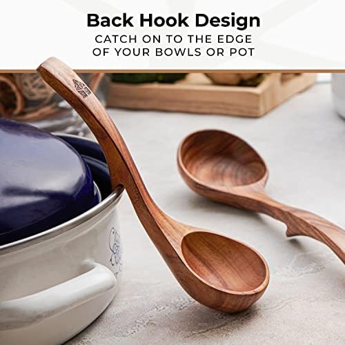 Wooden Ladle for Cooking 3 Pcs & Wooden Spatula for Cooking Set Easy