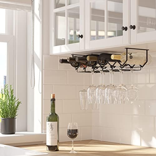 Wallniture Piccola Under Cabinet Wine Rack & Glasses Holder, Kitchen