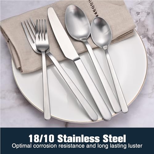 Matte Silver 20-Piece Forged Flatware Set for 4, 18/10 Stainless Steel