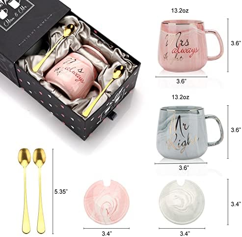 Mr and Mrs Coffee Mugs Gifts Set, Engagement Wedding Gifts for Couples