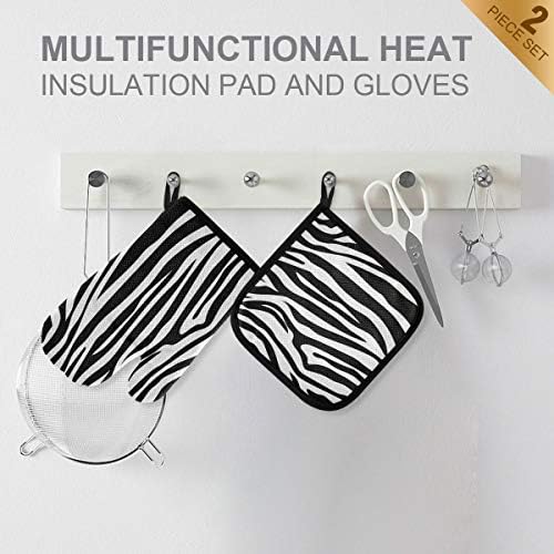 QMXO Animal Zebra Skin Stripes Pattern Oven Mitts Quilted Cotton
