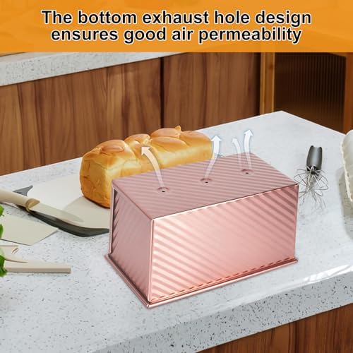 2 PCS Pullman Loaf Pan With Lid, 2.2 LB/1 LB Sandwich Bread Loaf Pan