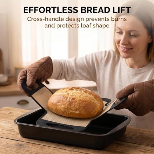 2-Pack Nonstick Loaf Pan Set, Carbon Steel Bread Pan with Slings