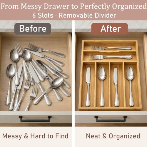 Bamboo Silverware Organizer