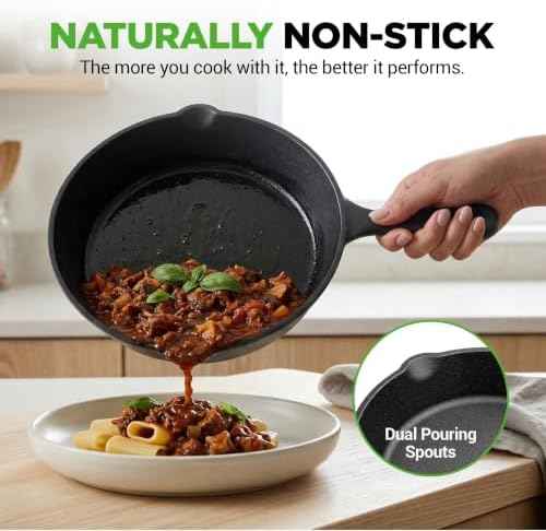 NutriChef 3 Pieces Pre-Seasoned Cast Iron Skillets