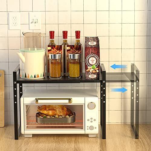 Redrubbit Extendable Microwave Oven Rack, Black