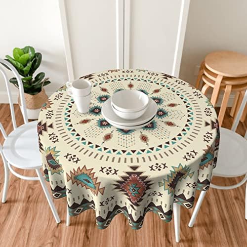 Giwawa Aztec Southwestern Round Tablecloth 60" Ethnic Tribal Geometric