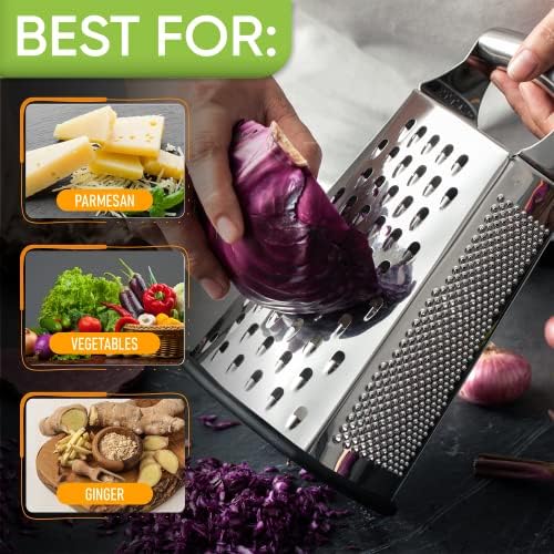 Spring Chef Professional Box Grater, Large & Premium Handheld Zester