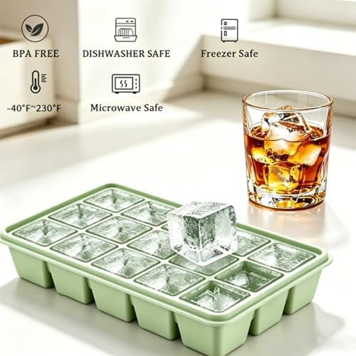 Silicone Ice Cube Tray 4 Pack with Lid, BPA Free Easy Release