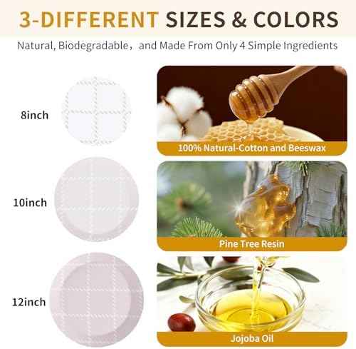 3 Pcs Beeswax Bowl Covers, 8/10/12 Inch