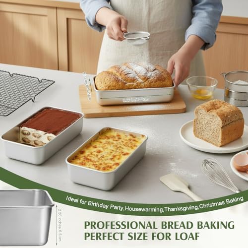 10 Pack Stainless Steel Loaf Pan Set 9 x 5 Inch Bread Baking Pans