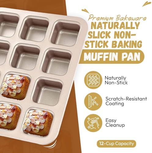 Good Dee's Square Non-Stick 12-Cup Muffin Pan - Naturally Slick