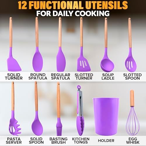 12 Pcs Purple Kitchen Accessories Set with Holder