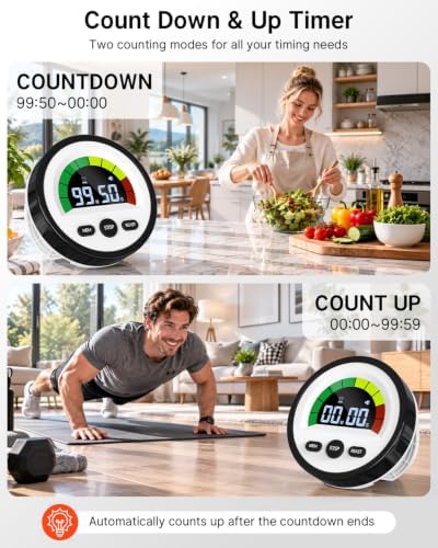 Digital Magnetic Kitchen Timer, Rechargeable, Loud Alarm