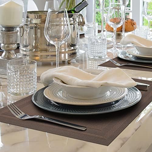 Winknowl Placemats Set of 4,Heat Resistant Woven Vinyl Washable PVC