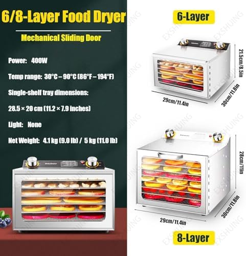 Dehydrator Machine, 400W/800W, 8 Trays