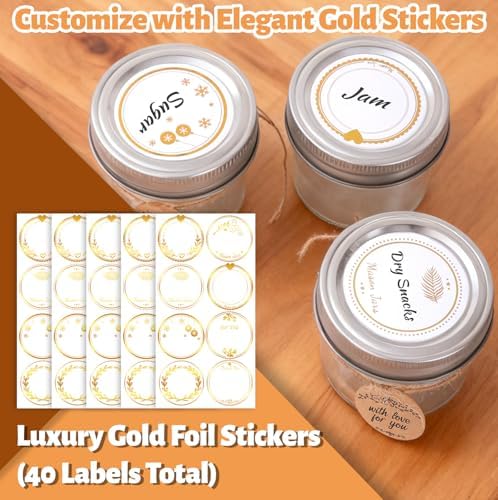STARSIDE 4oz Glass Mason Jars, 40-Pack with Lids