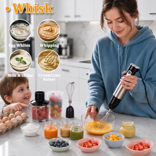Immersion Blender Handheld, Stainless Steel Stick Blender with Food
