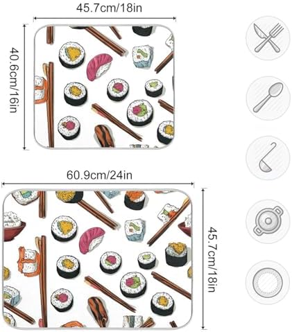 OTVEE Cute Roll Art Dish Drying Mat for Kitchen Counter Absorbent Heat