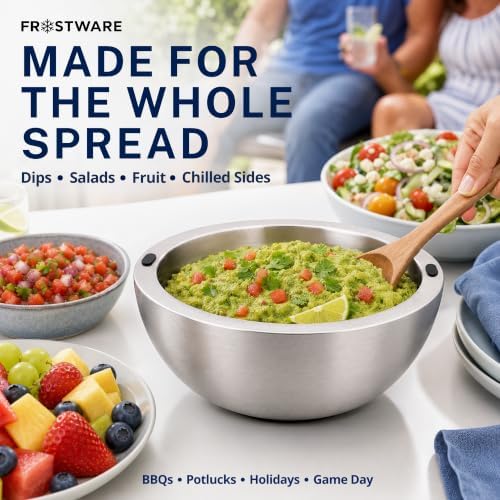 Dip Chiller Bowl with Lid, 35 oz Insulated Cold Serving Bowl