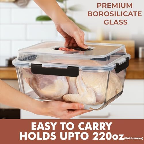 Razab 220 Oz Extra Large Glass Food Storage Container with Lids