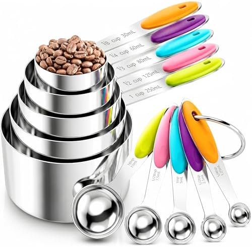 Stainless Steel Measuring Cups and Spoons Set, 10-Piece