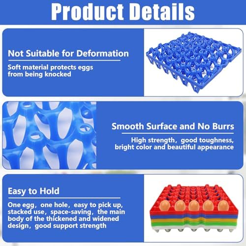 10-Pack Plastic Egg Trays, Stackable Reusable
