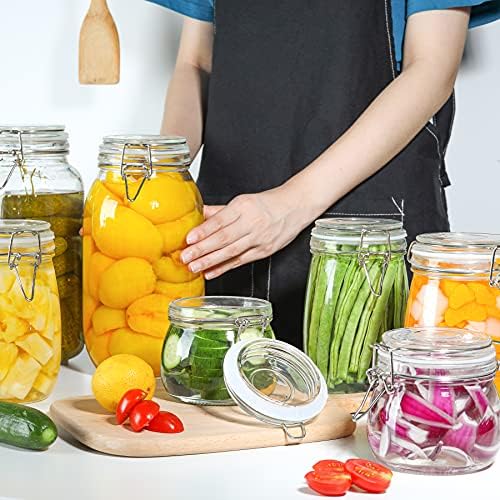 ComSaf Round Glass Pantry Jars, 17 oz, 6 Pack with Lids