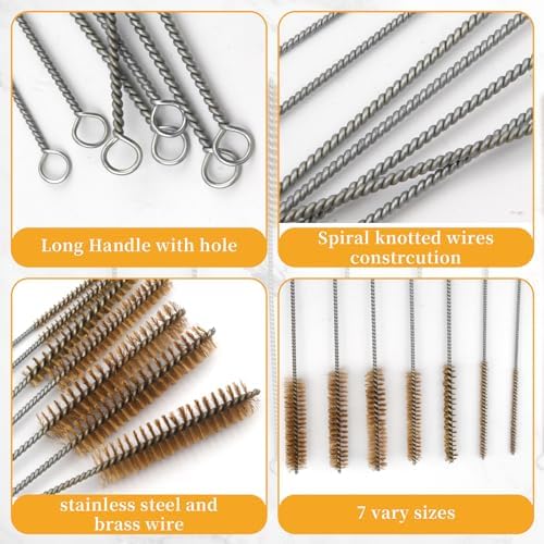 Tube Brush Kit 7pcs Brass Wire Tube Brushes Stainless Steel Bottle