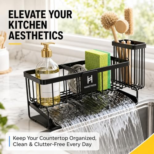 Kitchen Sink Organizer, Stainless Steel, Black