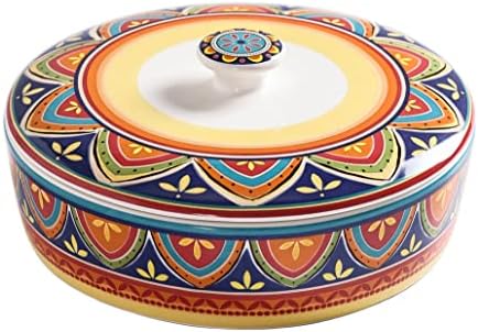 Bico Ceramic Tortilla Warmer with Lid, 8.9 Inch, Tunisian