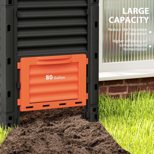 Outsunny Garden Compost Bin, 80 Gallon, Orange