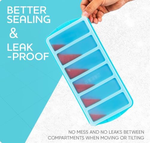 1/2 Cup Silicone Freezer Tray With Lid - Silicone Freezer Molds 3-Pack