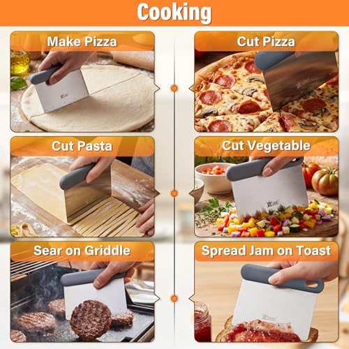 Bench & Dough Scraper for Kitchen 2-Pack, Pastry Scraper Tools