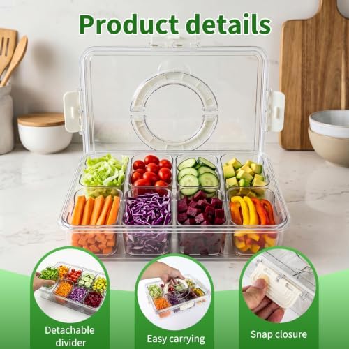 Salad Prep Containers for Fridge, Portable Salad Bar with 8