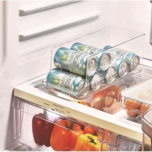 Clear Stackable Fridge Can Organizer 2-Pack PET Beverage Holder &