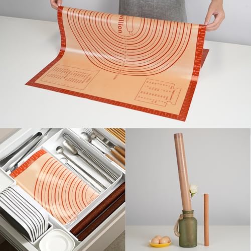 9.5 Inch Tart Pan with Removable Bottom & Non-stick Baking Mat Set