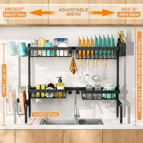 NestOrganix Over The Sink Dish Drying Rack, Dish Drying Rack for Kitchen