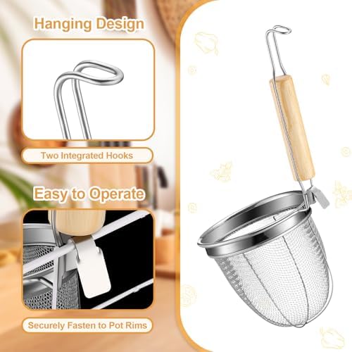 Patelai 8 Pcs Pasta Strainer Basket 5.5"x5.5" Stainless Steel Noodle