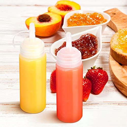 Hoolerry 32 Pcs 4oz Small Plastic Squeeze Bottle Bulk for Syrup Paint