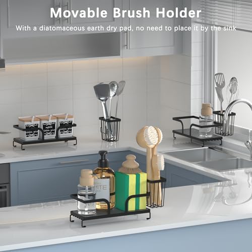 Sponge Holder for Kitchen Sink, 9.7" x 4.2" x 2.6", Black