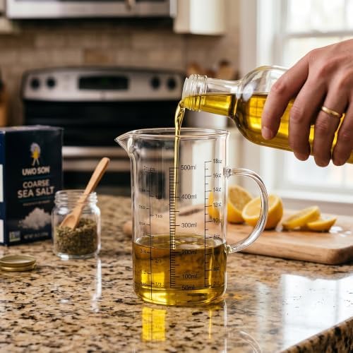 18 oz/500ml Glass Measuring Cup,OLULU 2 Cup Liquid Measuring Cup with