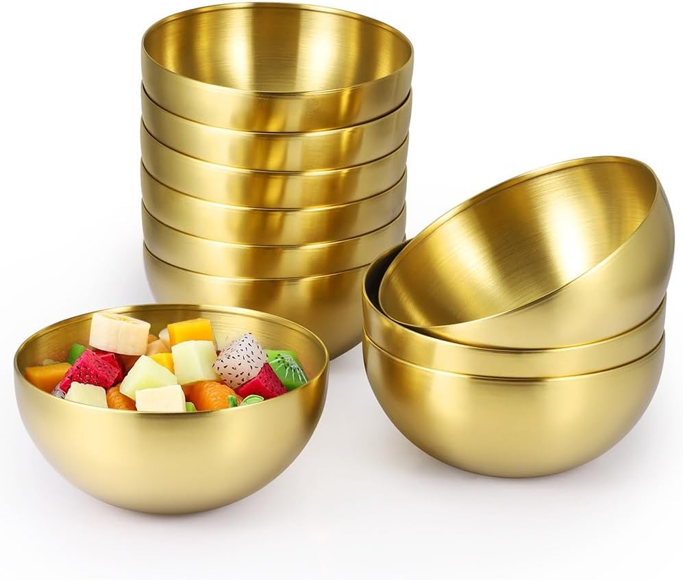10-Pack Mixing Bowls, Gold Stainless Steel 5.9 Inch – Decorative Metal