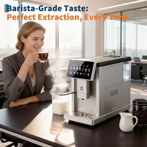 Takywep 3rd-Gen Espresso Machine with Grinder, Silver