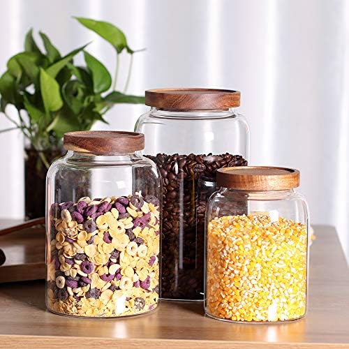 Glass Storage Jars with Airtight Lids, Set of 2 42 FL OZ (1250ml)