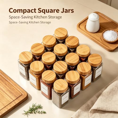 Spice Jar Set, 24 Pcs 4Oz Glass Spice Jars with Labels