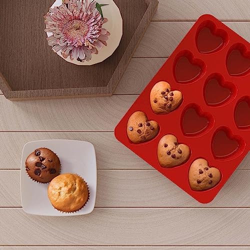 SILIVO 2 Pack Heart Shaped Cupcake Pan, Nonstick Heart Shaped Muffin