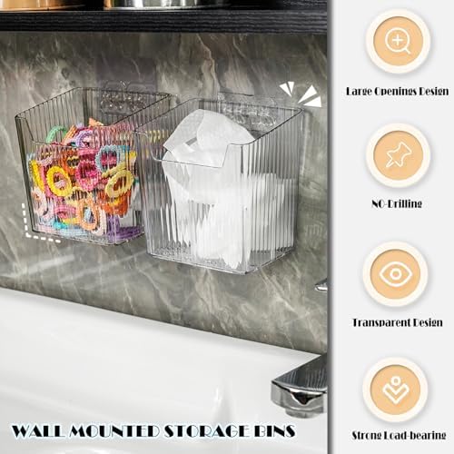 Lae Nuvole Clear Adhesive Wall Organizer Bins, Cabinet Door Storage